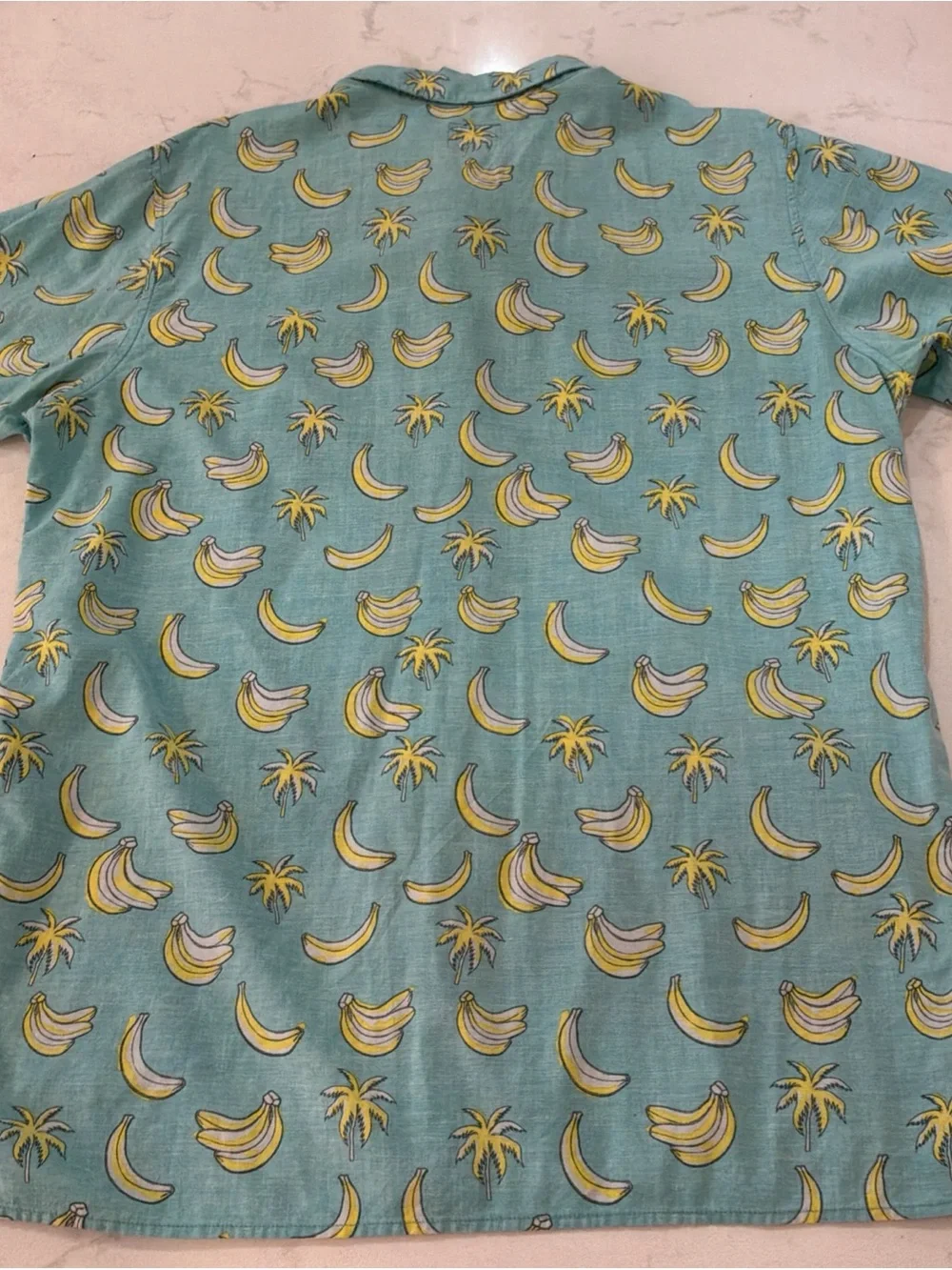 Rip Curl Polo Shirt Men’s Large Blue Banana Palm Print Button Front Hawaiian Top